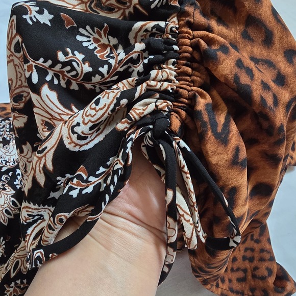 Roz & Ali Women's Plus Sz 1X Floral Paisley Tunic Top Animal Print Sheer Ruched - Picture 6 of 10